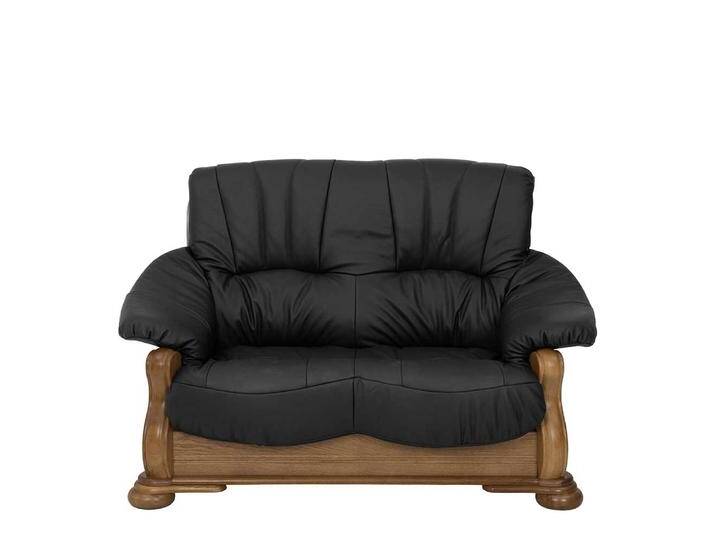 Zweisitzer Leder Sofa in Eiche rustikal und Schwarz Made in Germany von Pharao24.de