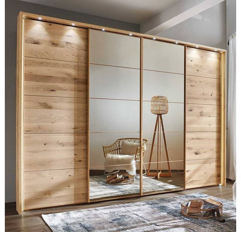 Pharao24 Kleiderschrank Meyden aus Massivholz, mit LED Beleuchtung von Pharao24