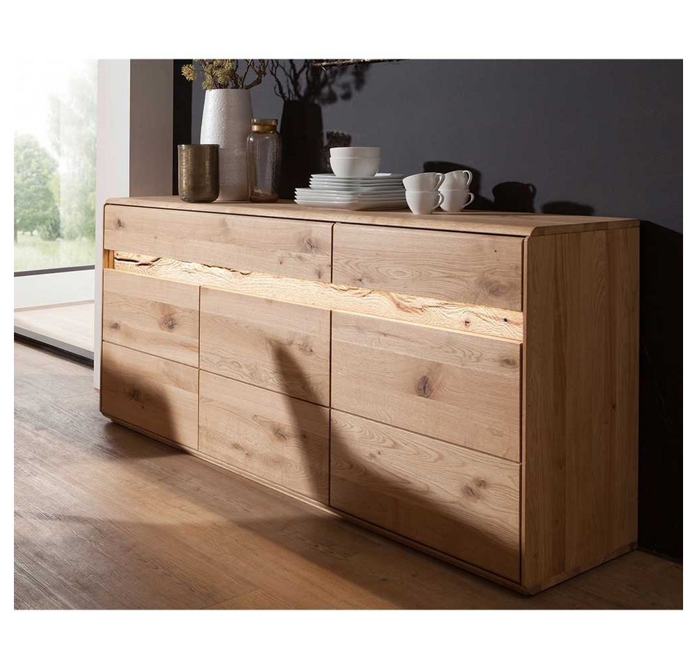 Pharao24 Sideboard Chiloena, aus Massivholz, mit LED Beleuchtung von Pharao24