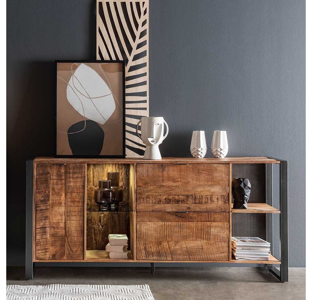 Pharao24 Sideboard Florina, aus Massivholz, mit LED Beleuchtung von Pharao24