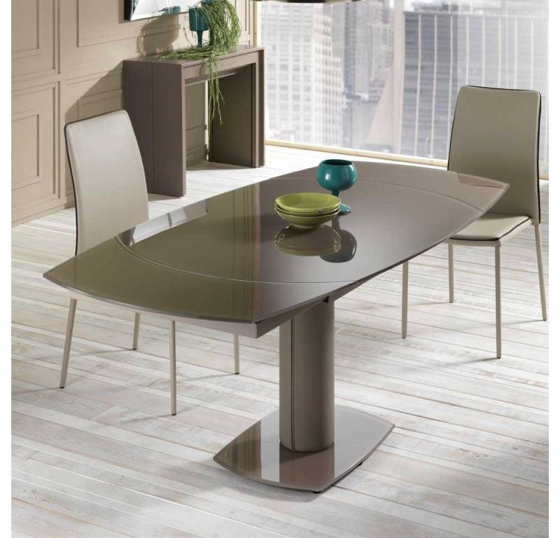 Pharao24 Säulen-Esstisch Lachar, mit Tischplatte in Bootsform, ausziehbar von Pharao24