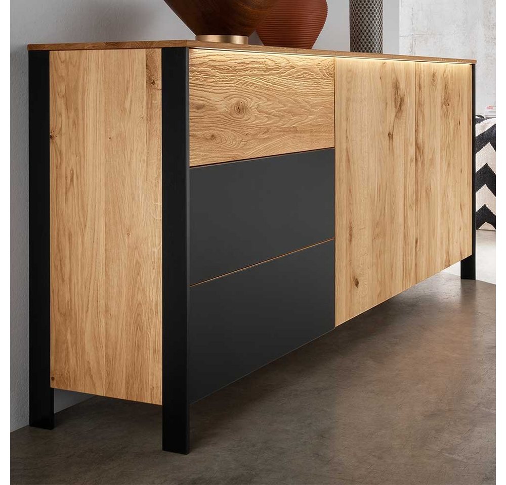 Pharao24 Sideboard Annyma, aus Massivholz, mit LED Beleuchtung von Pharao24