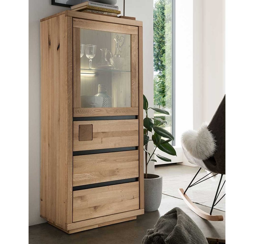 Pharao24 Vitrine Davio aus Massivholz, mit LED Beleuchtung von Pharao24