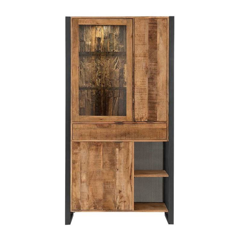 Pharao24 Vitrine Florina aus Massivholz, mit LED Beleuchtung von Pharao24
