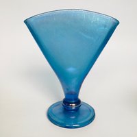 Fenton Mma Blau Irisierend Vintage Stretch Glas Fächer Vase 8" von PhatFinds