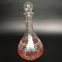 Retro Glas Dekanter Mit Rot-Weiß Streifen Design Stopper von PhatFinds