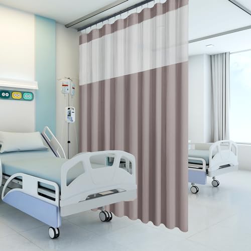 Phating Inherent schwer entflammbarer Krankenhausvorhang, Raumteiler, Kellerteiler, Ösen, Privatsphäre, medizinische Klinikvorhang (1 Panel, 2,4 x 2,4 m, Grau) von Phating