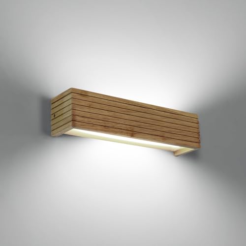 Pheashine Holz Wandleuchte Innen, 18W LED Wandlampe Moderne, Kreative Lange Rechteckig Wandleuchte aus Holz für Schlafzimmer, Wohnzimmer, Flur, Treppen von Pheashine