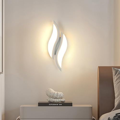 Pheashine LED Wandleuchte Innen 12W, 1350LM Wandlampe LED Weiß, Moderne Wandlampe Kreative Blatt, für Schlafzimmer, Flur, Wohnzimmer, Balkon von Pheashine
