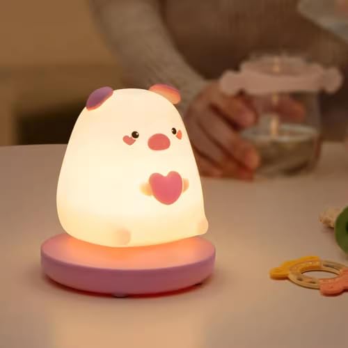 Pheashine Nachtlicht Kinder, Kawaii Nachtlicht Baby Aufladbar USB Nachttischlampe Touch Dimmbar, Silikon Stilllicht Baby, Babyzimmer Deko,Geschenke für Mädchen von Pheashine