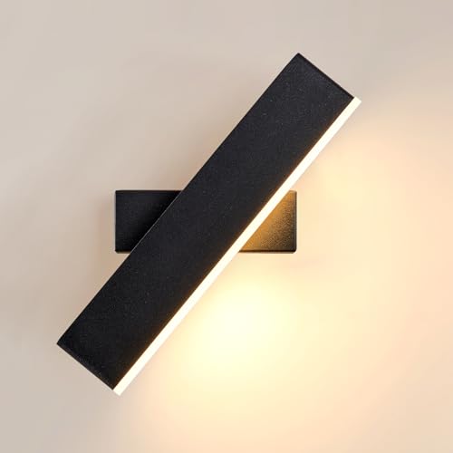 Pheashine Wandleuchte LED Innen 360 ° Drehbar Moderne Wandlampe Warmweiß 3000K LED Wandbeleuchtung für Schlafzimmer Flur Treppe, Schwarz Φ30cm von Pheashine