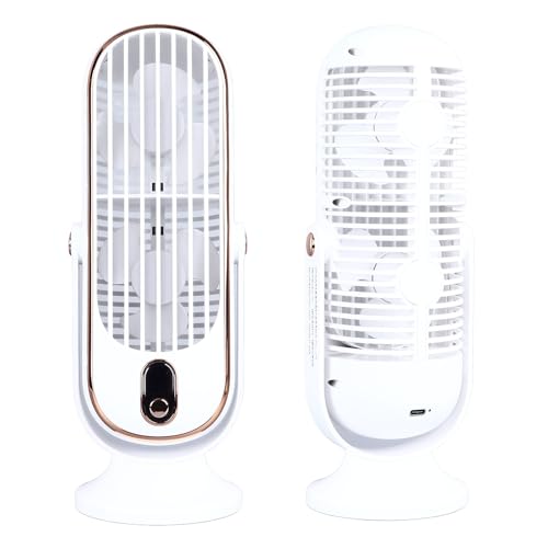 Desktop-Lüfter, Rapid Cooling Tower -Lüfter, 5 Geschwindigkeiten Tragbarer kompakter Schreibtisch Tower Fan, Oszillierender Ventilator für Home Auto-Büro, Quiet Cooling Tisch mit Ständer (Weiß) von Phefop