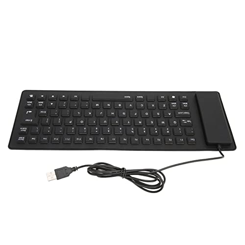 Faltbare Silikon-Tastatur, 85 flexible Tastaturschlüssel, langlebig, mit Kabelverdrahtung, leise, für die Verwendung in der Schulbibliothek von Phefop