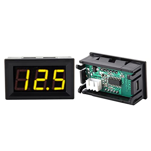 Hohe Genauigkeit Digital LED LED-Voltmeter-Panel mit Reverse Protection-DC0-100V-Messung, Leicht zu Lesendes 3-stelliges Display (Schriftbeleuchtung Farbe Gelb) von Phefop