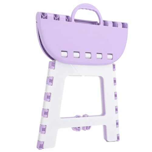 Klapphocker aus Kunststoff, rutschfest, faltbar, für den Heim- und Außenbereich, geräumig und bequem, für Kinder und Erwachsene (Hellviolett) von Phefop