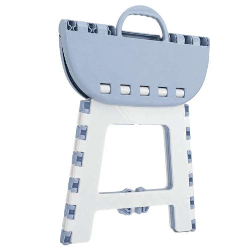 Klapphocker aus Kunststoff, rutschfest, faltbar, für den Heim- und Außenbereich, geräumig und bequem, für Kinder und Erwachsene (graublau) von Phefop