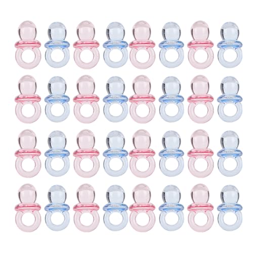Phefop 100pcs Mini Deco Schnuller Set, Konfetti Tischdekoration Konfetti Streudeko Giveaway für die Taufe Babyshower Babyparty Hochzeits (Transparentes Rosa + Blau) von Phefop