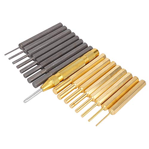 Phefop 18pcs Kohlenstoffstahl -Messing -Punch Werkzeug Kit Set für Lederhandwerk Auto Kanonenmittel mit Automatischem Mittelstempel von Phefop