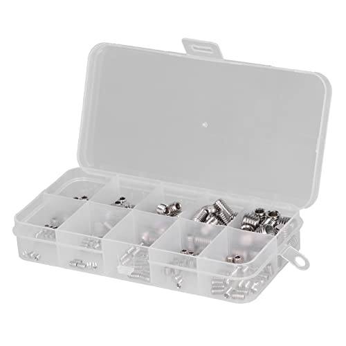 Phefop 220 Stcs -Grubschrauben, Edelstahl M3 Bis M8 Innere Hex -Konkaven -End -Lenkwerkzeug Zur Reparatur zu Hause, Türschloss, Reparaturmöbel, Elektronisches Produkt (220PCS) von Phefop