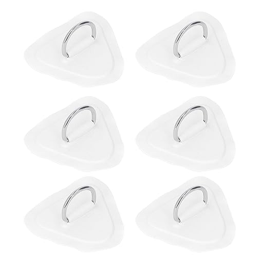 Phefop 6pcs D Rings Patch mit Bungee -Kabelfleck für Aufblasbare Bootsflotten, Kajak- oder Kanudeckbefestigung, Bestehend aus Edelstahl und PVC, kein Kleber (White) von Phefop