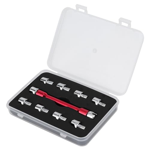 Phefop CNC-Griff Spoke Wrench, 5,0-6,8 Motorrad Speichen, Ein Verstellbarer Reifenstahldraht mit Austauschbaren Spitzen für die Meisten Motorräder Eingestelltes Reifenstahl-Stahl-Set (C (rot)) von Phefop