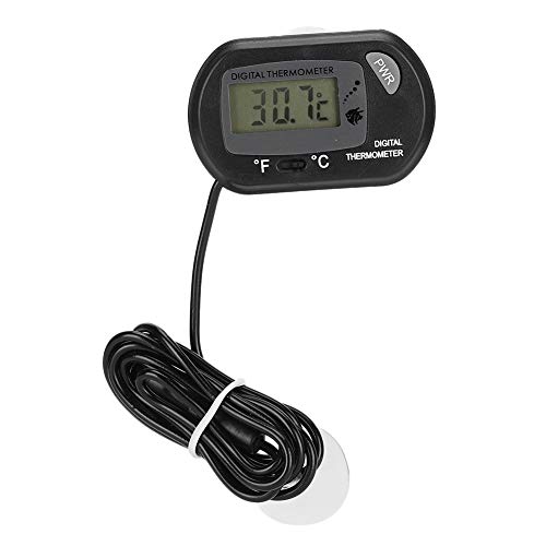 Phefop Digital LCD -Aquarium -Wassermometer -Controller ExquisiTos FischTank -Accessoire für Wassermann, Geeignet für Böden, 1 Thermometer mit Saugbecher (BLACK) von Phefop