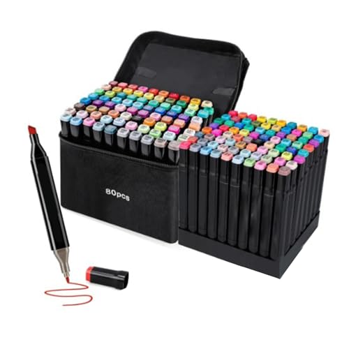 Phefop Doppelspitzenmarkierer Kit Tragbare Farbmischung 80 PCs Graffiti -Marker für Malerei Anfänger und Profis Kunststoffölpigment Phefop Doppelspitzenmarkierer Kit Tragbare Farbmischung 80 PCs Graffiti -Marker für Malerei Anfänger und Profis Kunststoffölpigment von Phefop