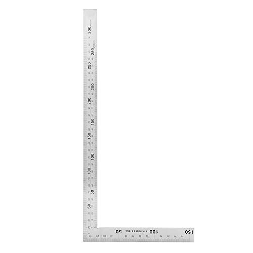 Phefop Edelstahl L Form Square Lurer, Doppelseitiger Rechter Winkel, Silber, Langlebiger, Hochauflösender Skala für Ingenieure, Tischler und Handwerker (300mm*150mm) von Phefop