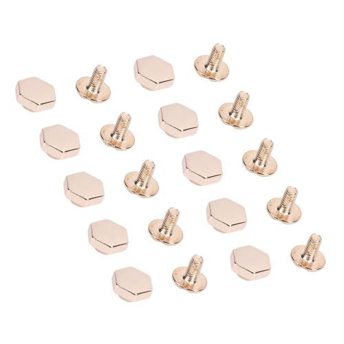 Phefop Exagon Nieten Hex 50 -Sets 8mm Sechskantkopf Nieten Hbinding für Lederhandwerkskleidungsdekoration mit Zinklegierung Geschlitzte Schrauben (Hell Gold) von Phefop