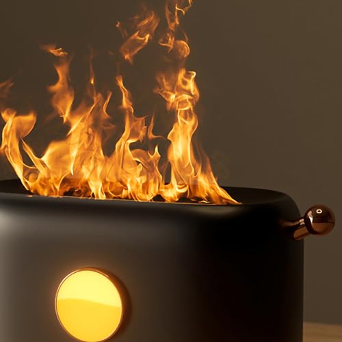 Phefop Flammenaroma Diffusor Lifelike Flamme Ruhige Befeuchtung Multi -Gear Timing Atomizing Feuchter für USB -USB Ultraschall ätherische Öldiffusorin für Schlafzimmer/Büro/Leben Geeignet (BLACK) von Phefop