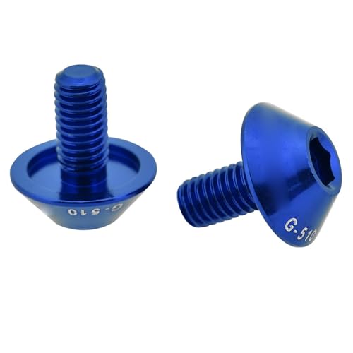 Phefop Hochvorbereitete Fahrradschraubenschrauben, Packung von 2 M5 * 12 Mm Schrauben, Hell Gefärbtes Aussehen für Scheibenbremsrotor oder Wasserflaschenkäfig, Langlebiges Aluminiummaterial für (BLUE) von Phefop