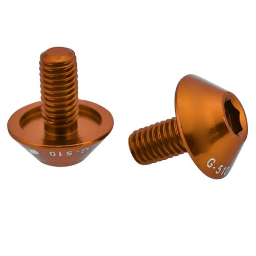 Phefop Hochvorbereitete Fahrradschraubenschrauben, Packung von 2 M5 * 12 Mm Schrauben, Hell Gefärbtes Aussehen für Scheibenbremsrotor oder Wasserflaschenkäfig, Langlebiges Aluminiummaterial für (GOLD) von Phefop