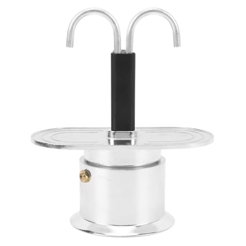 Phefop Kaffeemaschine Kaffeemaschine Doppelkopf 100ml Italienischer Topf Mini Dual Espresso Maker Fast Brewing und Easy Clean für Haus-, Büro- und Reise -Aluminium -Legierungsmaterial (Runde Basis) von Phefop