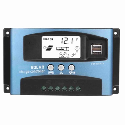 Phefop MPPT Solar Ladung Controller, 100A Solar Panel Intelligent Regler Auto CONCONTO -MPPT -Tracking -Ladung mit LCD -Display Dual USB für Jede Batterie (60A) von Phefop