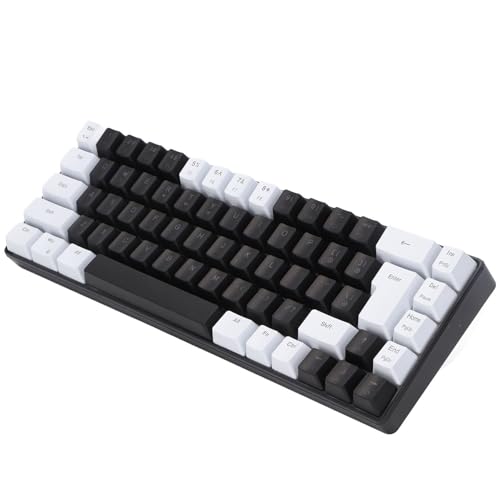 Phefop Membran-Gaming-Tastatur mit 68 Tasten, Kontrastfarbenes Mechanisches Gefühl für Unterhaltung und Arbeit mit USB-Anschluss, System (weiß schwarz) von Phefop