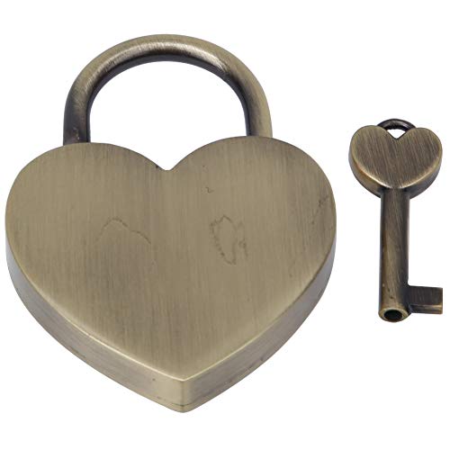 Phefop Metall-Vintage-Vorhängeschloss-Set, Große Bronze Herzförmige Lock Valentine Liebe Gedenkschloss mit Schlüssel für Schmuckschachtel Aufbewahrungsbox (Bronze) von Phefop