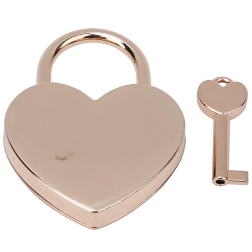 Phefop Metall-Vintage-Vorhängeschloss-Set, Große Bronze Herzförmige Lock Valentine Liebe Gedenkschloss mit Schlüssel für Schmuckschachtel Aufbewahrungsbox (Roségold) von Phefop