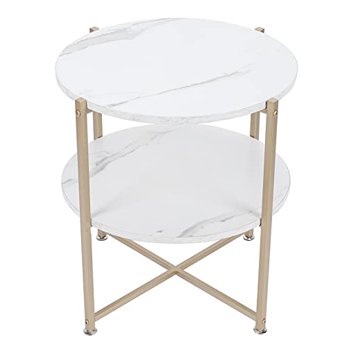Phefop Ovaler Akzenttisch, Nachttisch mit Marmormuster, Kleiner Nachttisch mit 2-lagigem Ablagefach für das Wohnzimmer Im Schlafzimmer Phefop Ovaler Akzenttisch, Nachttisch mit Marmormuster, Kleiner Nachttisch mit 2-lagigem Ablagefach für das Wohnzimmer Im Schlafzimmer von Phefop