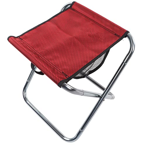 Phefop Tragbarer Campinghocker Compact Aluminium Legierung Klapphocker für Erwachsene mit Unterer Taschendesign für Camping und Fischen Im Freien (Rot) von Phefop