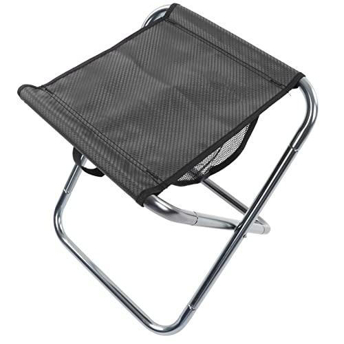Phefop Tragbarer Campinghocker Compact Aluminium Legierung Klapphocker für Erwachsene mit Unterer Taschendesign für Camping und Fischen Im Freien (Silbergrau) von Phefop