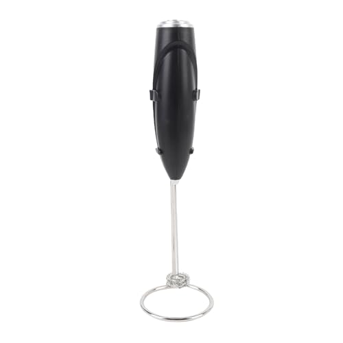 Phefop Tragbarer Elektrischer Schaumhersteller Schwarzer Handheld Milch Kabelbatterie Batterie für Kaffee -Lattes Cappuccinos mit Robuster Ständer für Heißes Schokoladenei -Peitschen (BLACK) von Phefop