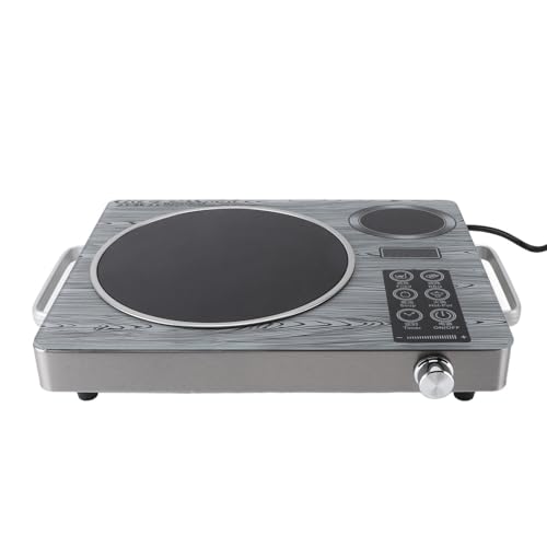 Phefop Tragbarer Induktionskocher, 26 Geschwindigkeiten 4H Timer Tabletop BBQ Herd Touch Control Keramikplatte mit 3500 W Strom, für Reisen, Temporäre Küchengebrauch (EU-Stecker) von Phefop