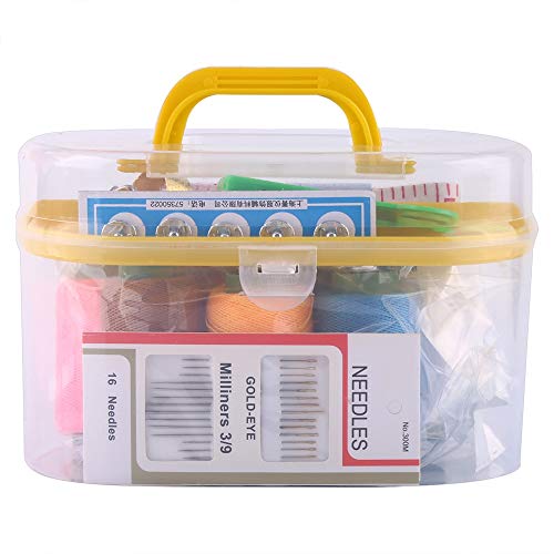 Phefop Transparente Nähkiste, Threader -Nadel -Band -Messung Schere Dimble Kit -Werkzeug mit 7 Farben für Heimhandwerk, DIY -Design (YELLOW) von Phefop