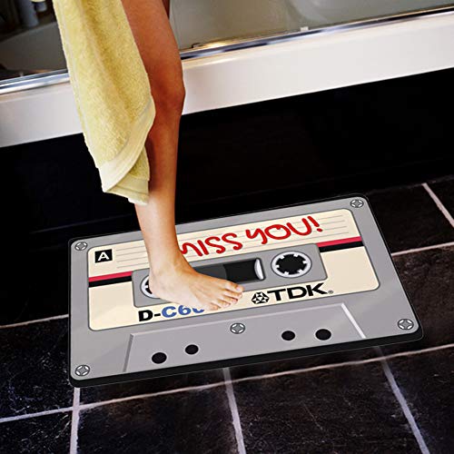 Phefop Wasserabsorbierende Anti-Rutsch-Matte Vintage Tape Print Badteppich Küche Bad Matte Küchenmatte rutschfeste Matte (D2661-10) von Phefop