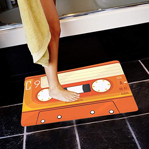 Phefop Wasserabsorbierende Anti-Rutsch-Matte Vintage Tape Print Badteppich Küche Bad Matte Küchenmatte rutschfeste Matte (D2661-13) von Phefop