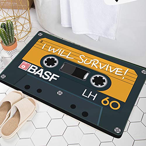 Phefop Wasserabsorbierende Anti-Rutsch-Matte Vintage Tape Print Badteppich Küche Bad Matte Küchenmatte rutschfeste Matte (D2661-9) von Phefop