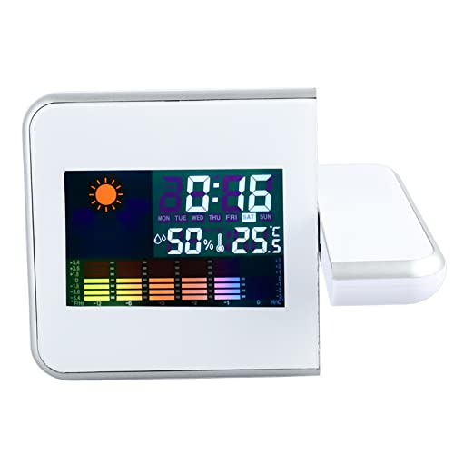 Projektionswecker für Schlafzimmer, Innovativer Leiser Digitaler Wecker, Projektor mit Innenthermometer und Hygrometer von Phefop