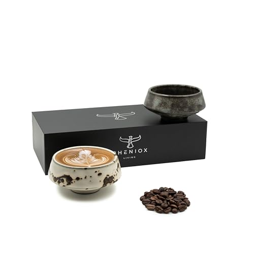 Pheniox | Cappuccino Tassen Set Barista - 2x 180 ml | hochwertige Latte Art Tassen aus Porzellan - Kaffeetassen ohne Henkel | zeitloses, modernes Design - spülmaschinenfest | Geschenk Mann Frau von Pheniox