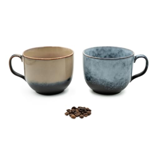Pheniox | Teetassen Set Infinity XL | 2x 450ml | hochwertige Tassen aus Steingut | mit Henkel | spülmaschinenfest | Kaffee | Cappuccino | Tee | Matcha | Geschenk Mann Frau (450 ml, 2, stück) von Pheniox