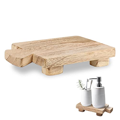 Seifenständer aus Holz, Küche, Seifentablett, Pflanzenhalter, Holzseifenhalter für Flaschen, Holzständer, Ständer, Holztablett für Küche, Badezimmer, Waschbecken, dekorativ (Holzfarbe) von Philbinden